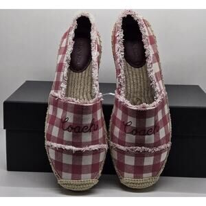 Coach Women's 5 1/2 5.5B Celina Espadrilles Gingham plaid slip in original Box